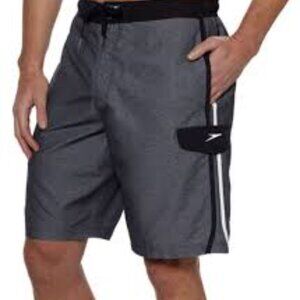 Speedo Men XL Swim Trunks Drawstring Mesh Lined Gray Swim Board‎ Shorts Size XL
